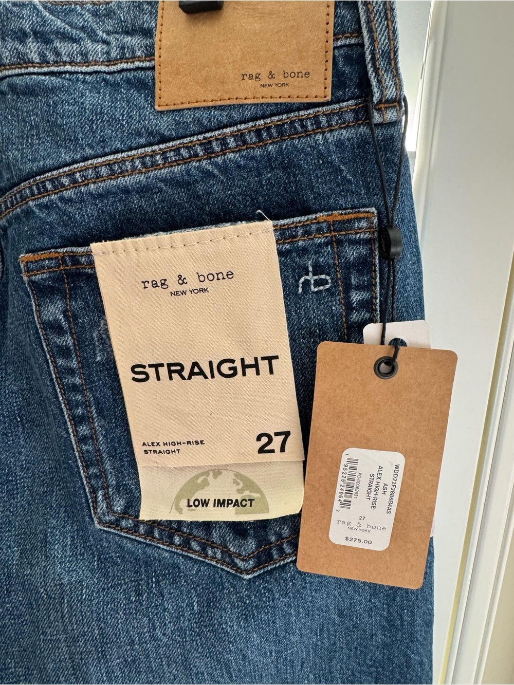 Rag & Bone Alex High Rise Straight Jeans Size 27